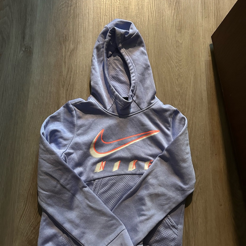 Nike Kids Purple Hoodie with Orange Logo